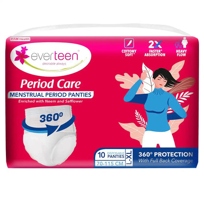 Subscribe to everteen Period Care Disposable Period Panties L-XL (70-115 cm) 10N - 360° Protection, Soft, With Neem, Safflower