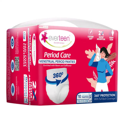 Subscribe to everteen Period Care Disposable Period Panties L-XL (70-115 cm) 10N - 360° Protection, Soft, With Neem, Safflower