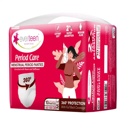 Subscribe to everteen Period Care Disposable Period Panties M-L (60-100 cm) 10N - 360° Protection, Soft, With Neem, Safflower