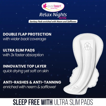 Subscribe to everteen XXL Relax Nights Ultra 40 Sanitary Pads, Free Menstrual Cramps Roll-On