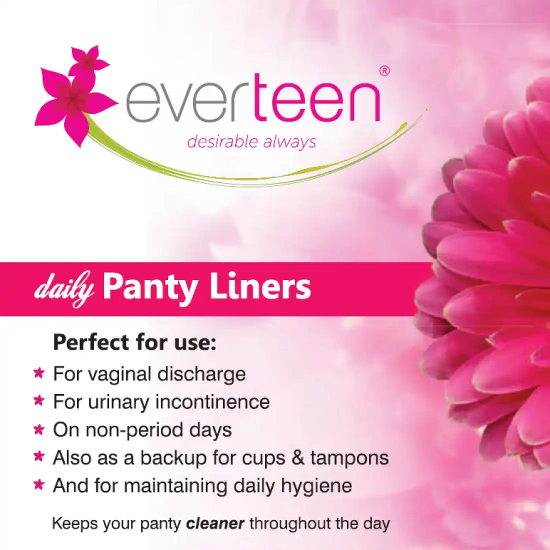 everteen Daily Panty Liners for Vaginal Discharge and Urinary Incontinence in Women