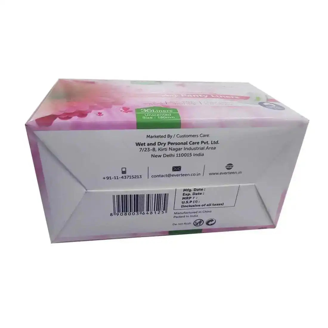 everteen Daily Panty Liners for Vaginal Discharge and Urinary Incontinence in Women