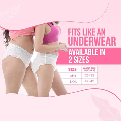 Subscribe to everteen Period Care Disposable Period Panties L-XL (70-115 cm) 10N - 360° Protection, Soft, With Neem, Safflower