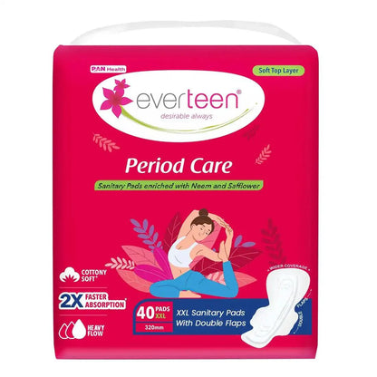 Subscribe to everteen Period Care XXL Soft 40 Sanitary Pads with Double Flaps, Neem, Safflower