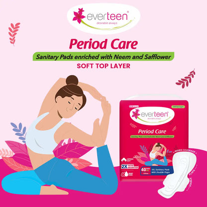 Subscribe to everteen Period Care XXL Soft 40 Sanitary Pads with Double Flaps, Neem, Safflower