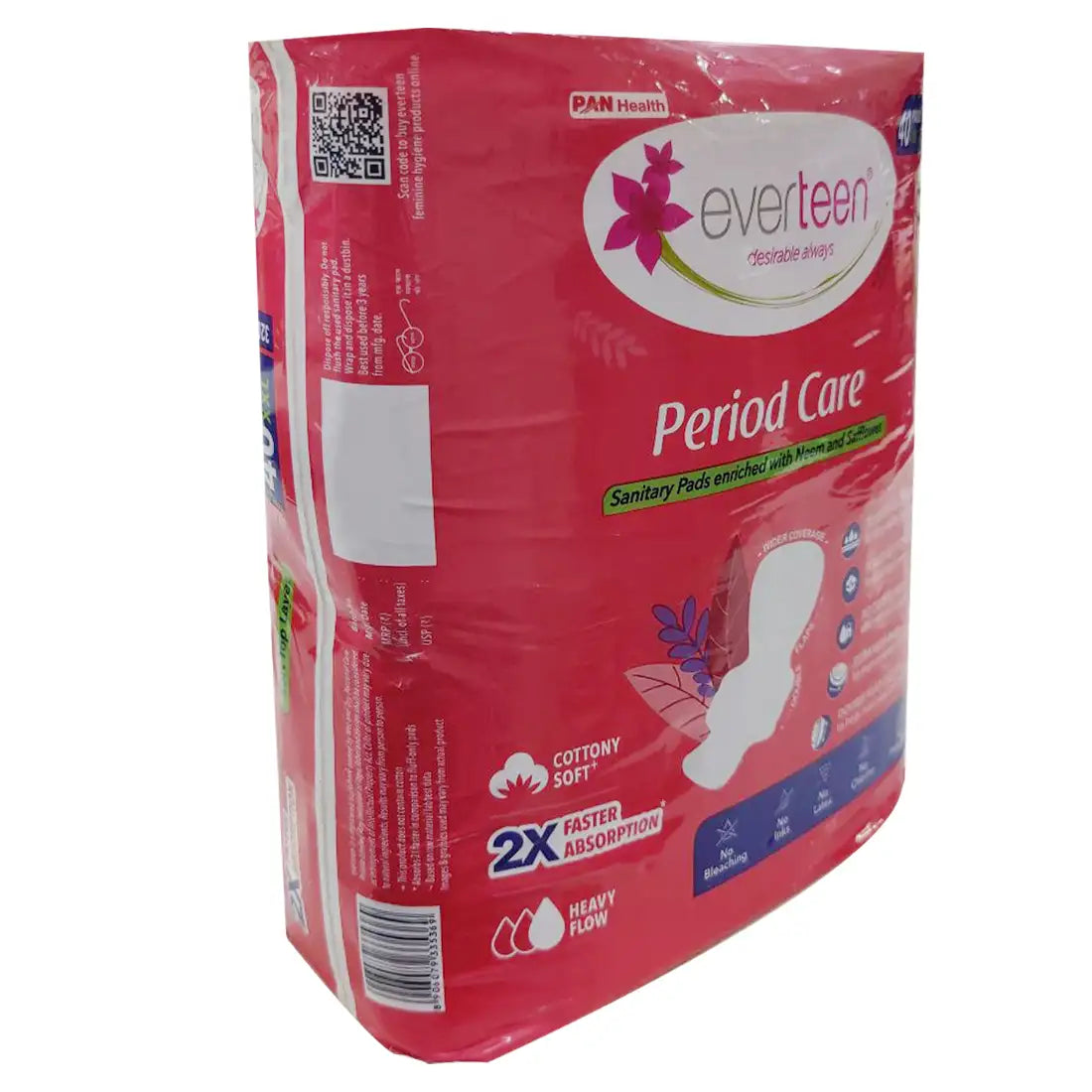 Subscribe to everteen Period Care XXL Soft 40 Sanitary Pads with Double Flaps, Neem, Safflower