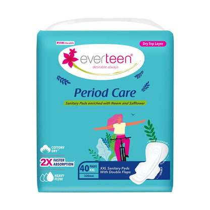 Subscribe to everteen Period Care XXL Dry 40 Sanitary Pads with Double Flaps, Neem, Safflower