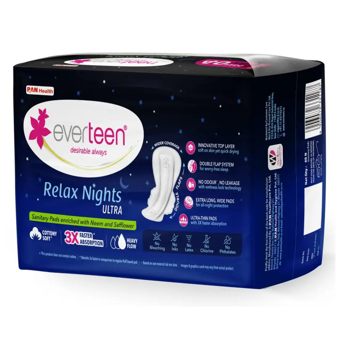 Subscribe to everteen XXL Relax Nights Ultra 40 Sanitary Pads, Free Menstrual Cramps Roll-On