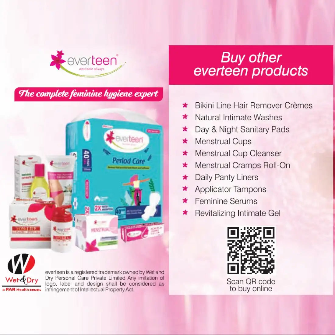 everteen Daily Panty Liners for Vaginal Discharge and Urinary Incontinence in Women